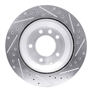 Audi Q7 Brake Rotor (1) - Rear Left - R1 Concepts - Drilled & Slotted - Silver - `03-`18